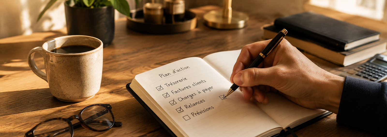 Main qui coche une checklist dans un carnet